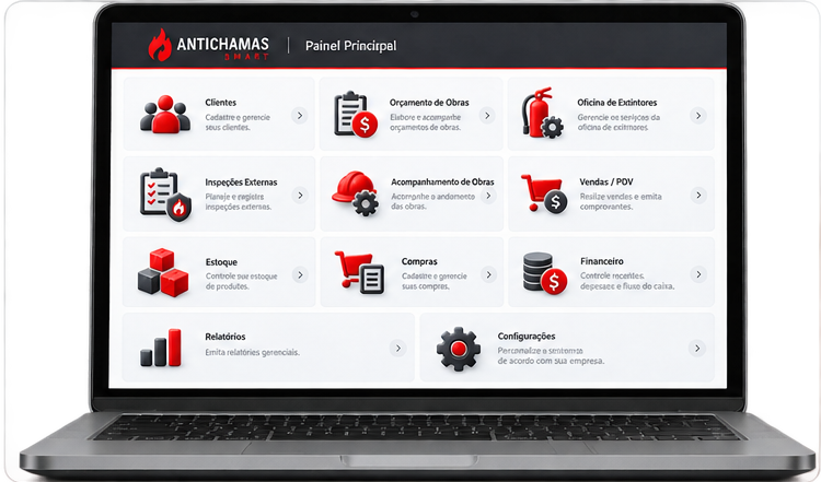 FireGestor exibido em notebook